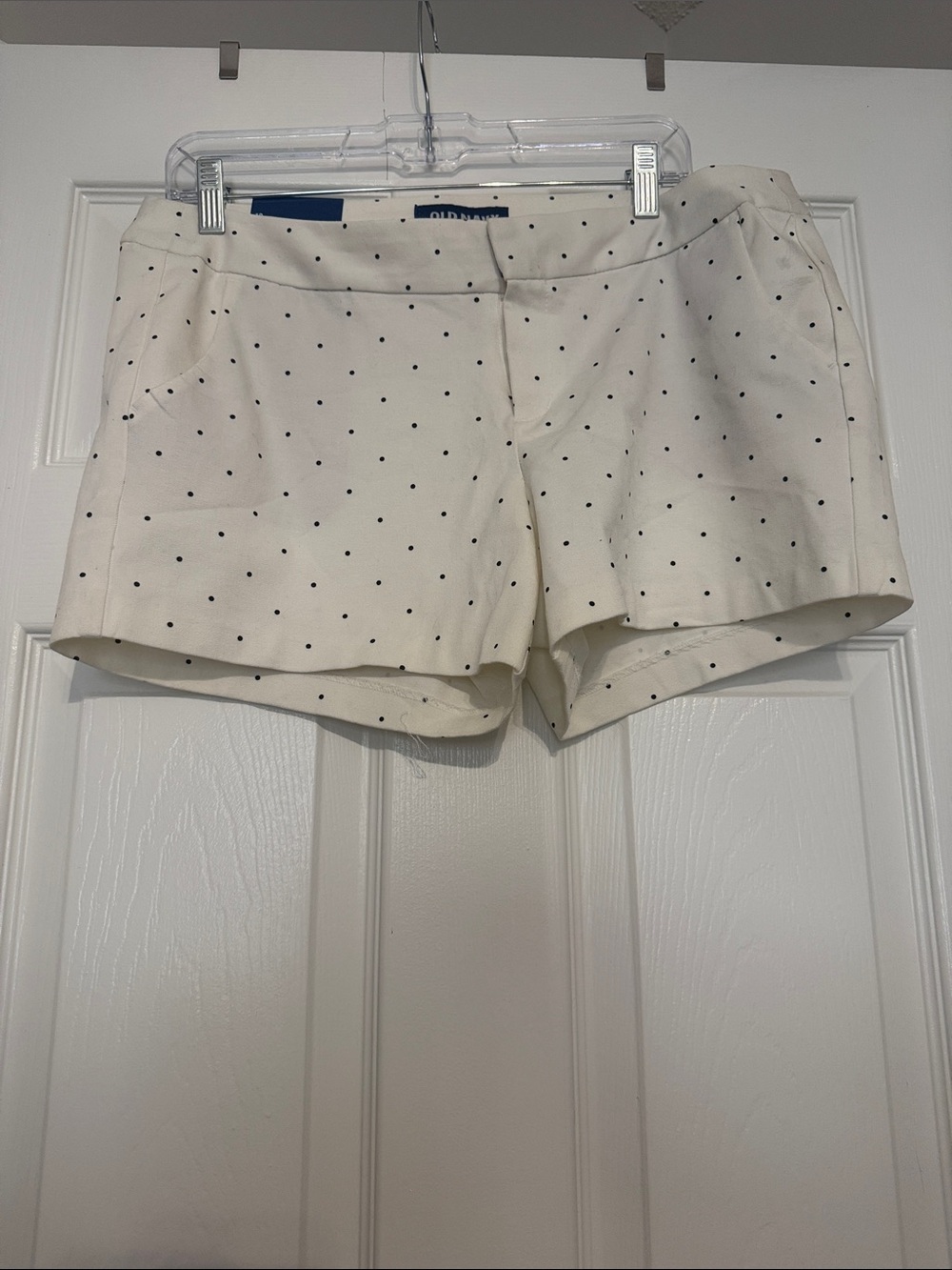 Old Navy Cream Shorts with Black Polka Dots